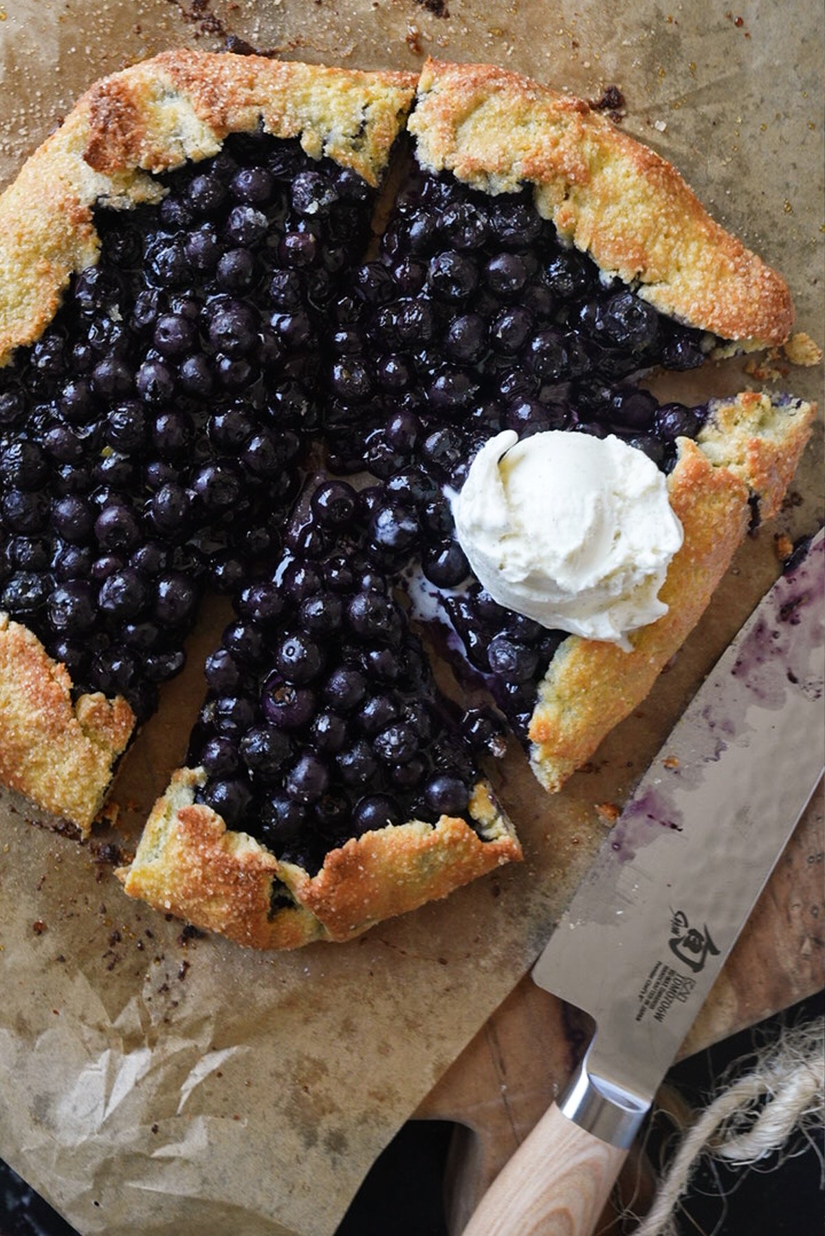 A keto blueberry galette with an almond flour pie crust