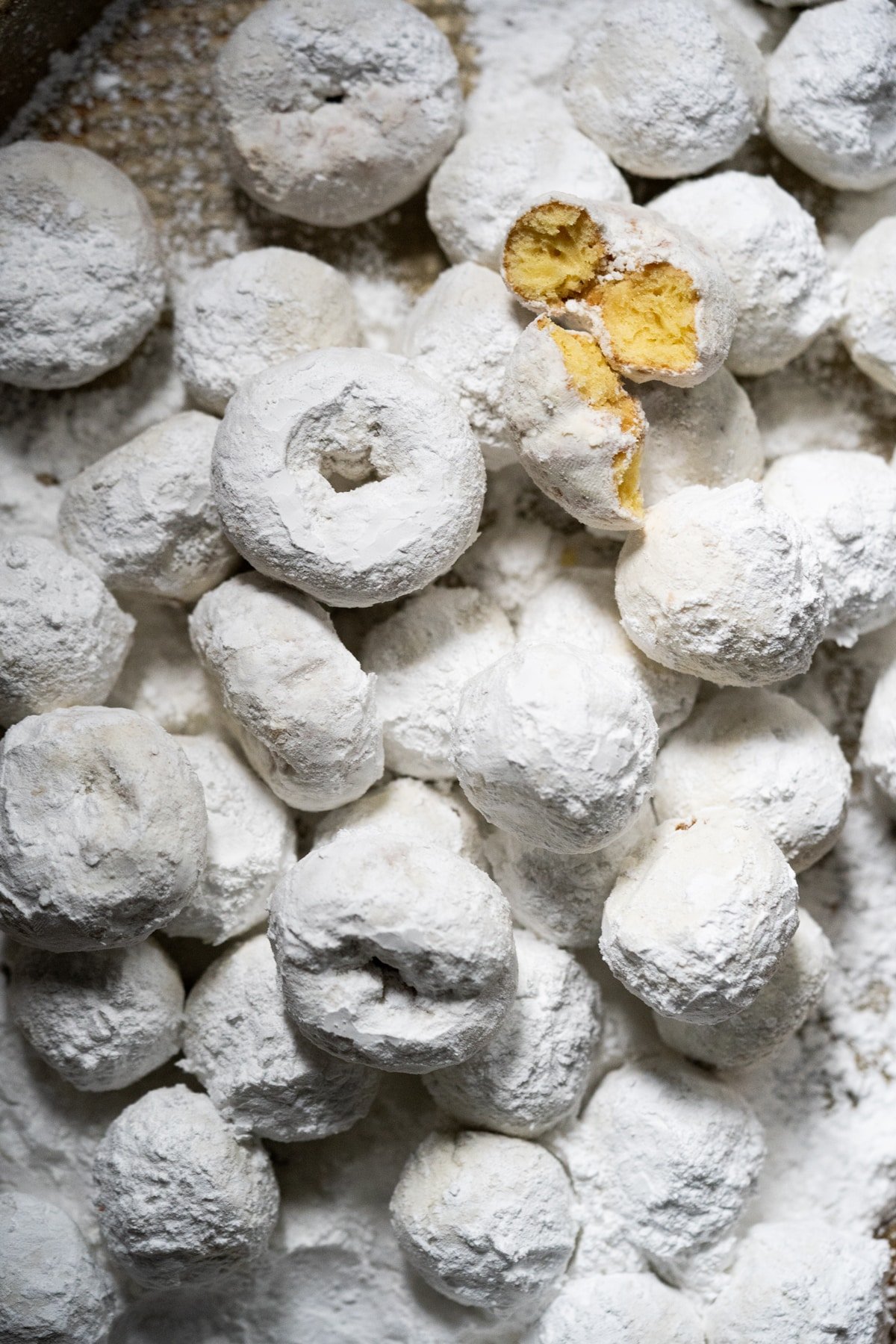 Keto powdered sugar donuts made with almond flour