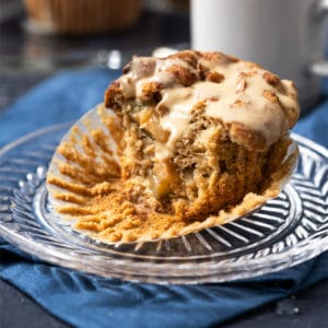 Keto apple muffins with maple glaze