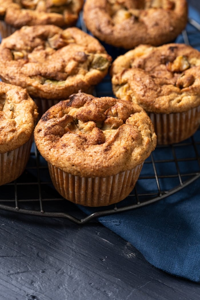 Freshly baked keto apple muffins with zucchini