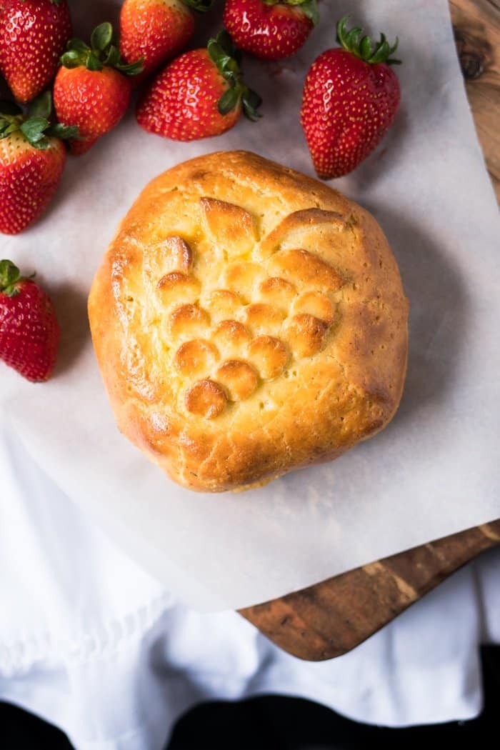 Freshly baked keto baked brie with strawberries