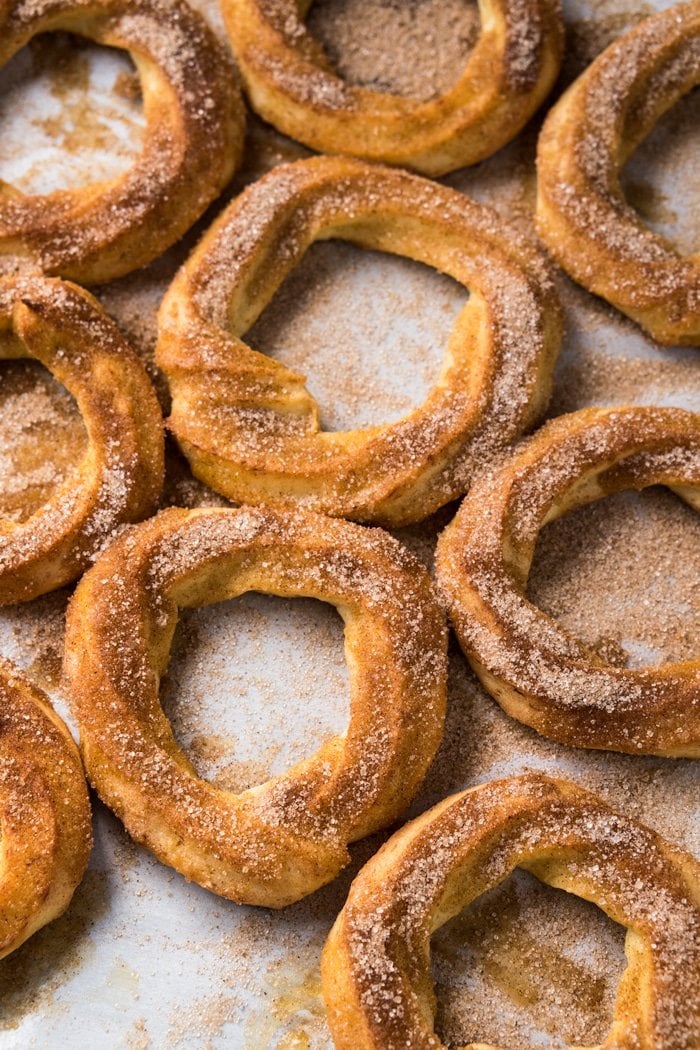 Keto churro donuts with cinnamon 'sugar' coating