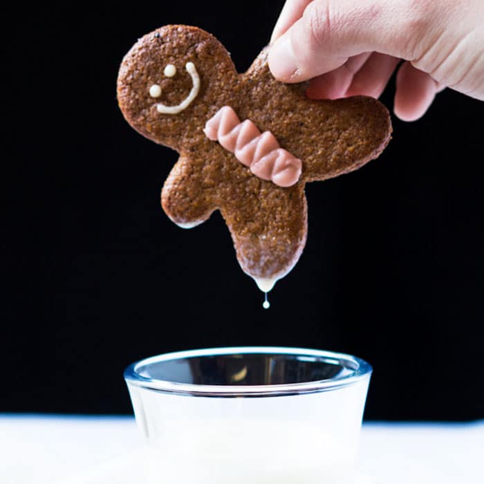Gluten free & keto gingerbread cookies with milk