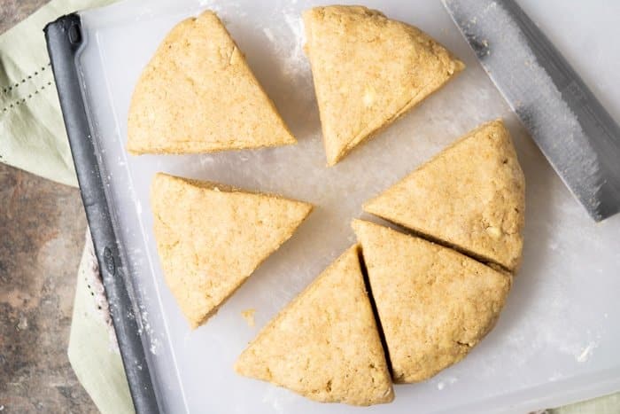 Unbaked and freshly cut keto scones