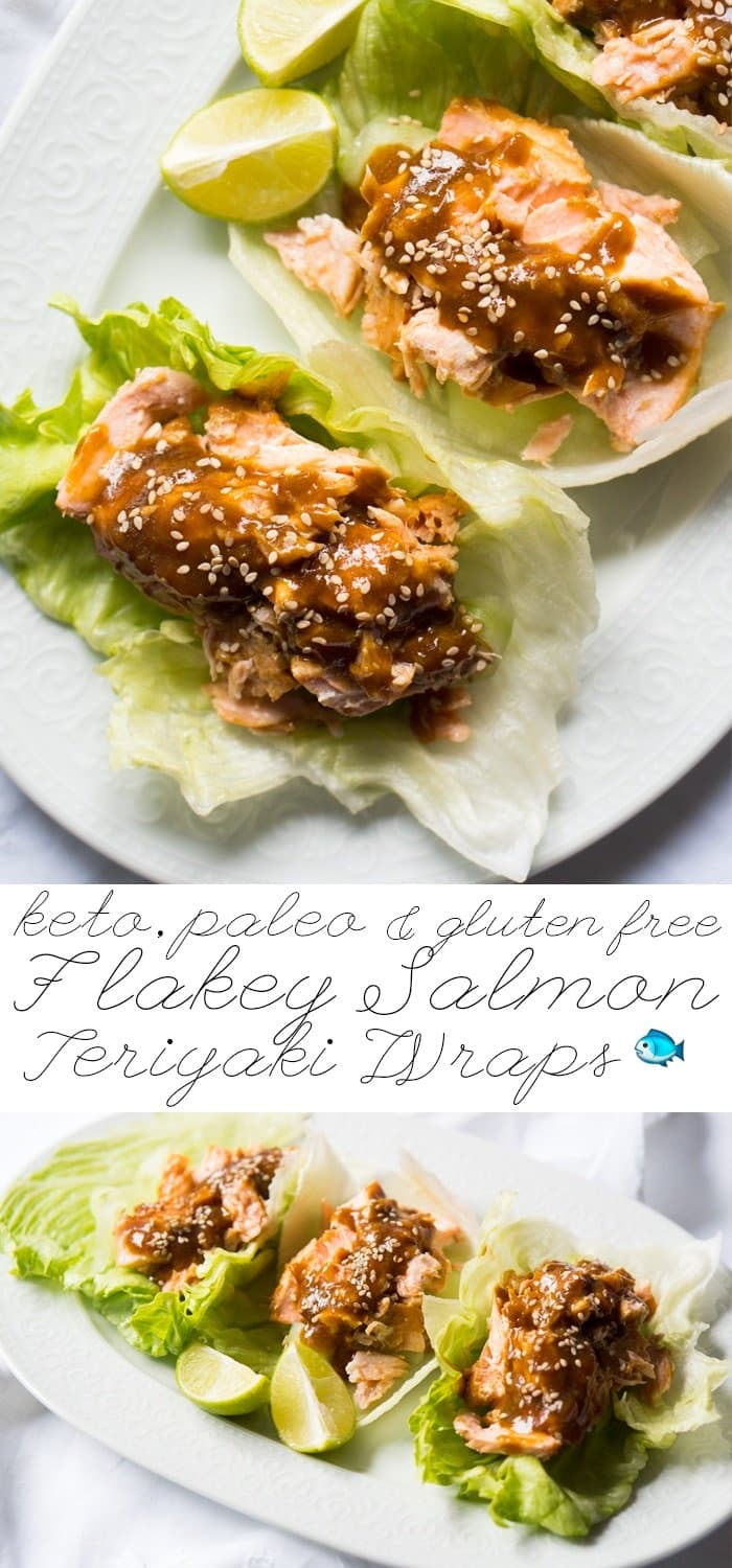 Gluten Free, Paleo & Keto Teriyaki Salmon Lettuce Wraps 🐟 #keto #ketodiet #lowcarb #paleo #glutenfree #salmon #dairyfree #healthyrecipes