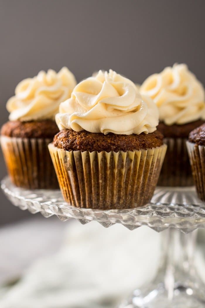 Gluten Free, Paleo & Low Carb Carrot Cake Cupcakes With Butter Cream Frosting