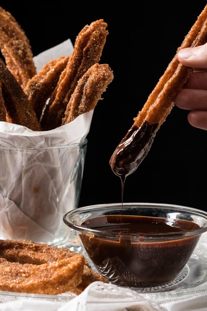 Gluten Free & Keto Churros dipped in chocolate