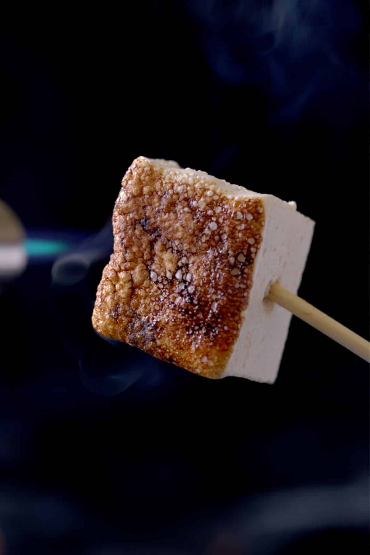 Charring a homemade maple marshmallow