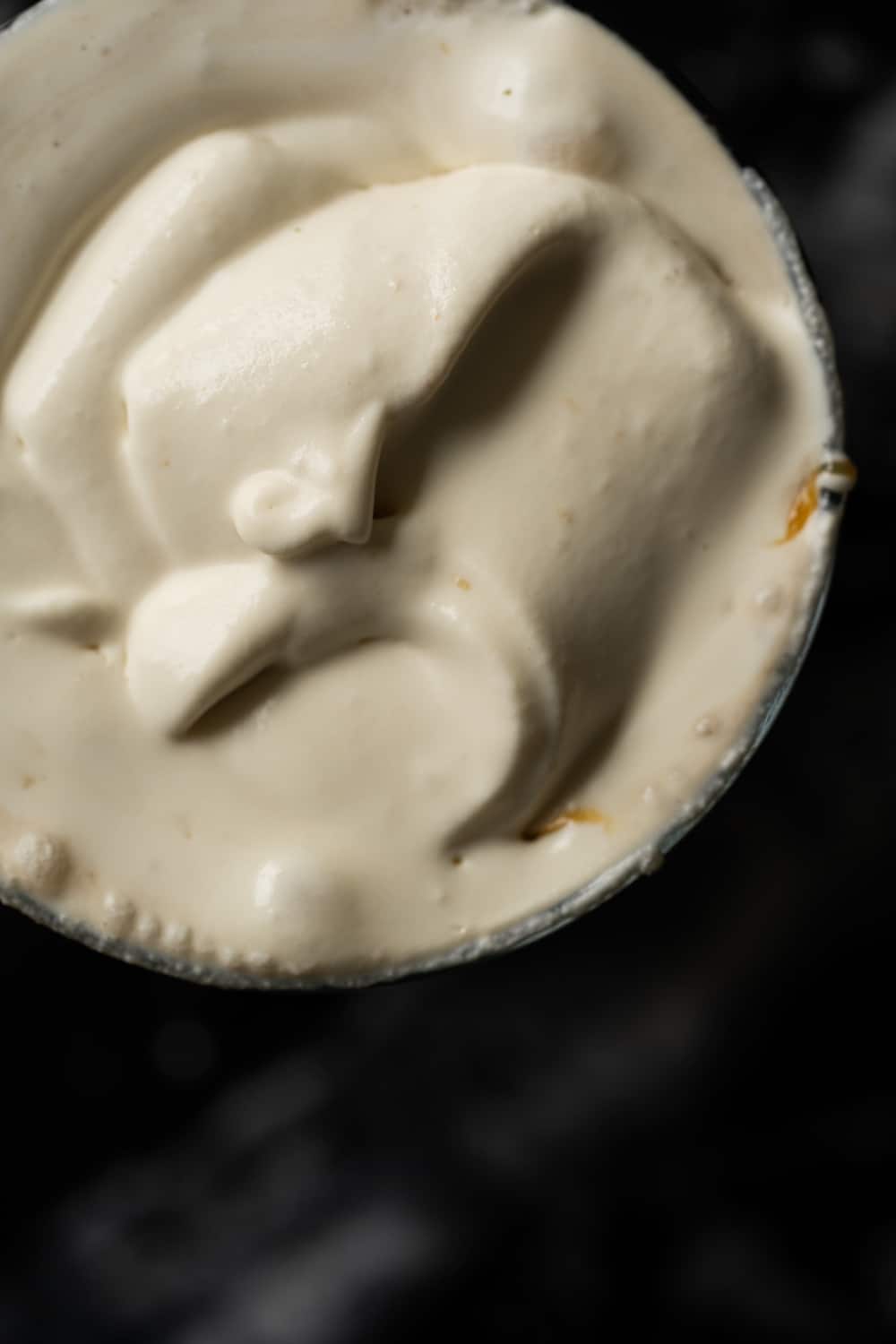 Overhead closeup of the salted caramel cream texture