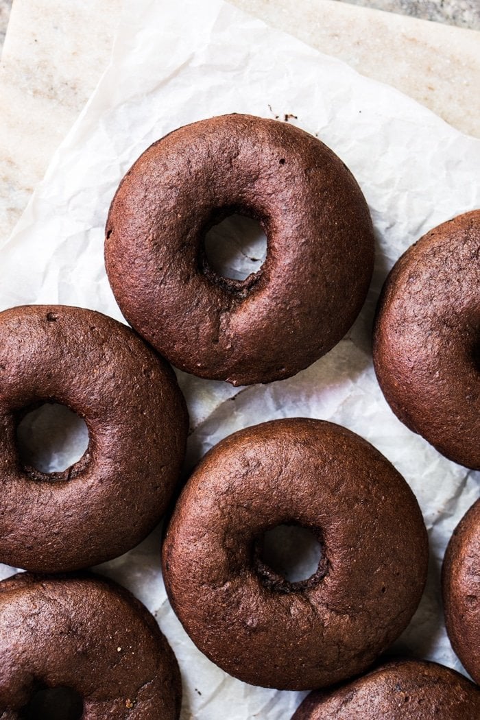 Unglazed keto chocolate donuts