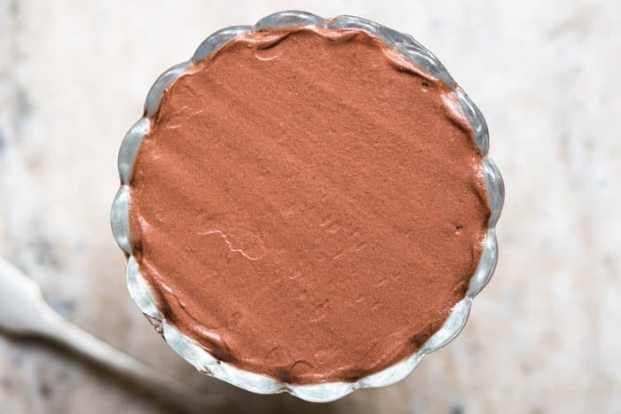 Overhead shot keto chocolate mousse for one