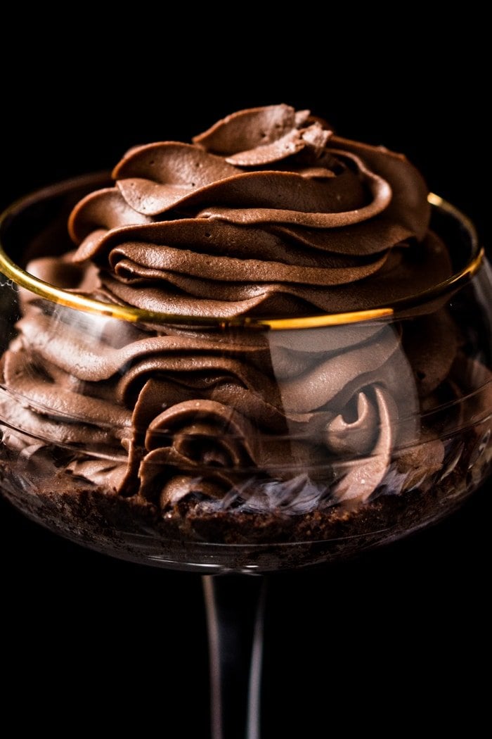 Closeup of keto chocolate cheesecake swirls