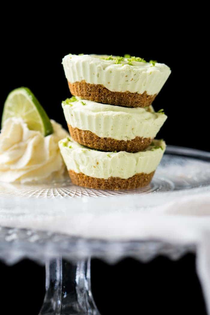 Stacked gluten free & keto key lime cheesecake fat bombs