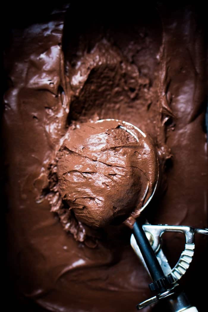 A scoop of paleo & keto chocolate ice cream