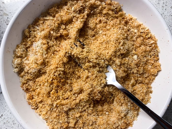 The paleo and keto chicken nugget breading in a bowl