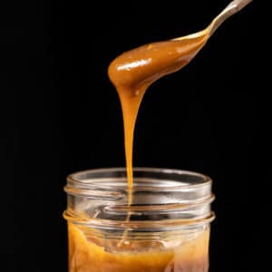 A spoonful of sugar free and keto caramel sauce