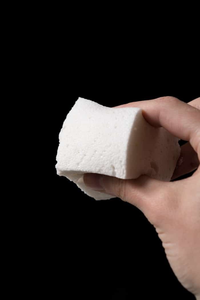 Squeezing a keto marshmallow